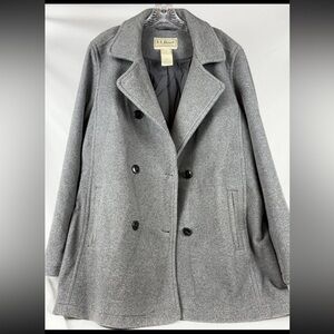 L.L Bean Women’s Pea coat / Jacket Size XL Regular Gray Winter Jacket old money